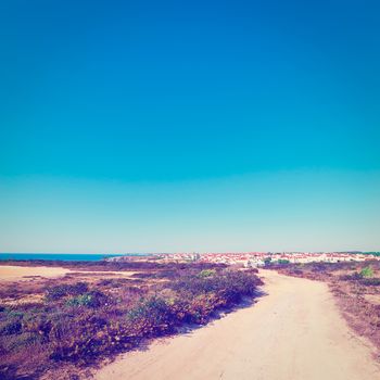 The Dirt Road Leading to the City on the Atlantic Coast of Portugal, Instagram Effect