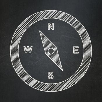 Tourism concept: Compass icon on Black chalkboard background