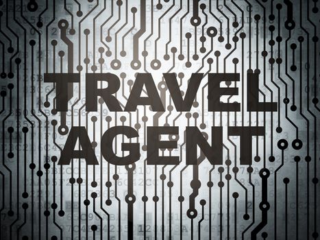 Tourism concept: circuit board with  word Travel Agent, 3d render