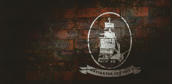 Ship icon against texture of bricks wall