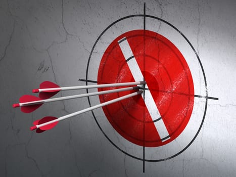 Success Health concept: arrows hitting the center of Red Pill target on wall background