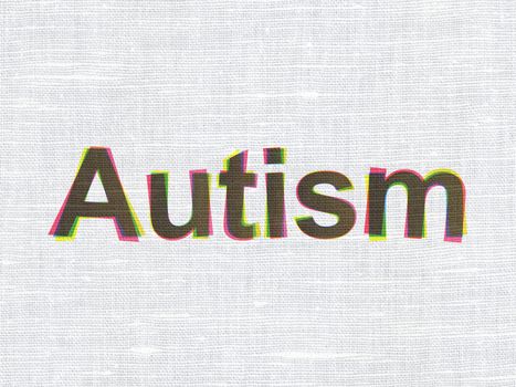 Health concept: CMYK Autism on linen fabric texture background