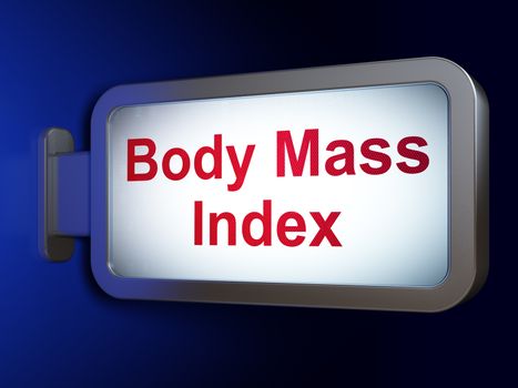 Health concept: Body Mass Index on advertising billboard background, 3d render