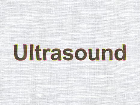 Healthcare concept: CMYK Ultrasound on linen fabric texture background