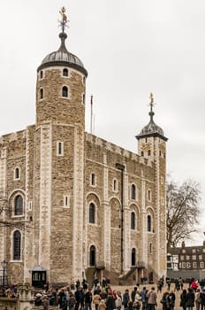 LONDON - MARCH 6: The White Tower of the historic Tower of London on March 3, 2011 in London, England