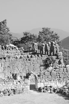  old  temple and theatre in arykanda antalya turkey asia sky and ruins