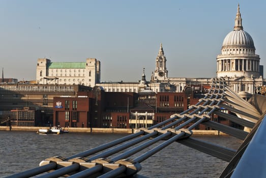 modern building on the Thames in London, UK