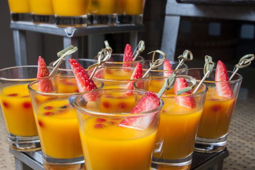 stack of desert smoothie with strawberry