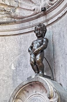 Mannekin Pis Statue, Brussels, Belgium. The statue was put up in 1619. Author is Baroque sculptor Jerome Duquesnoy.