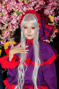 BANGKOK - JANUARY 23 : Unidentified Japanese anime cosplay pose in Oishi Greentea Present Japan Expo Thailand 2016 in Bangkok on January 23, 2016 at Central Word, Bangkok, Thailand.