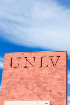 LAS VEGAS, NV/USA - FEBRUARY 13, 2016: Campus sign and logo at the University of Nevada, Las Vegas on Campus of University of Nevada, Las Vegas