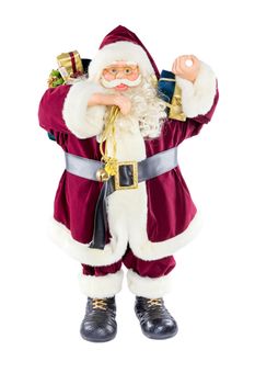 Standing artificial model of Santa Claus isolated on white background