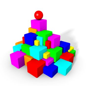 Colorful plastic blocks on the white background