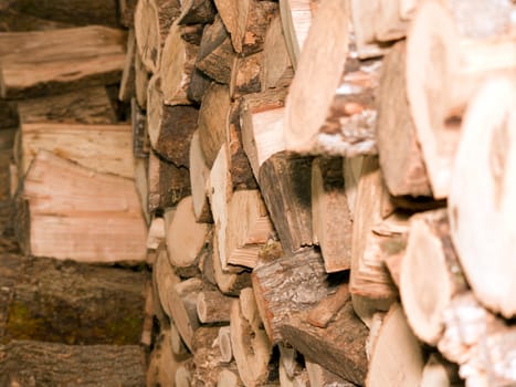 The firewood is putting together at the back of the yard.