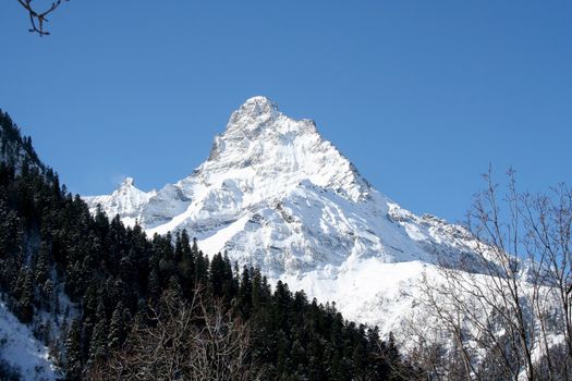 In the mountains of Dombai, Caucasus, Russia