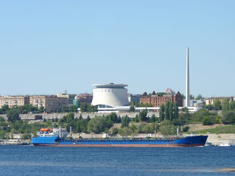 View of the city beach of the Volga River in the city of Volgograd