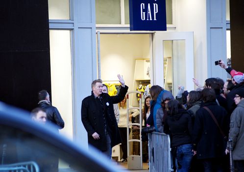 FRANCE, Paris: Eagles of Death Metal drummer Josh Homme greets fans as he arrives at the Olympia, in Paris, to perform with the Eagle of Death Metal, on February 16, 2016. Eagles of Death Metal, the Californian rock group who were playing at the Bataclan music hall in Paris when jihadist gunmen burst in and killed 90 people in November, returned to the French capital for a concert at the Olympia.
