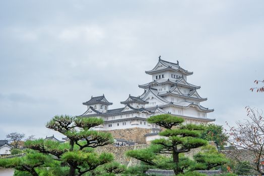 Himeji Castle in Japan, also called the white Heron castle - UNESCO world heritage site.