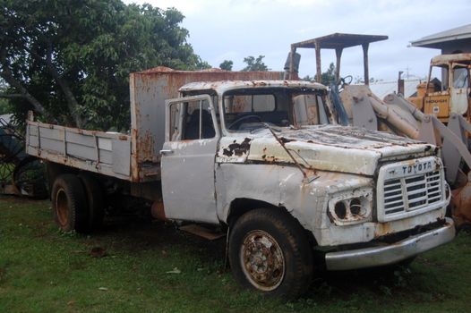 Old broken truck at South Pacific, Haapai island, Polynesia, Tonga