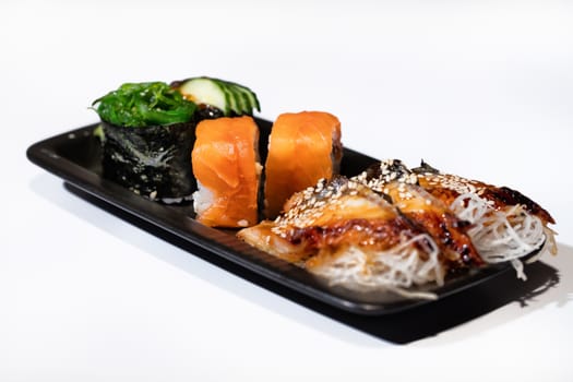 Different kinds of Japanese traditional food on a table