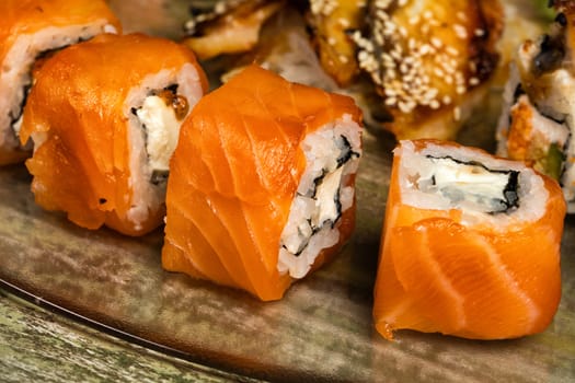 Different kinds of Japanese traditional food on a table