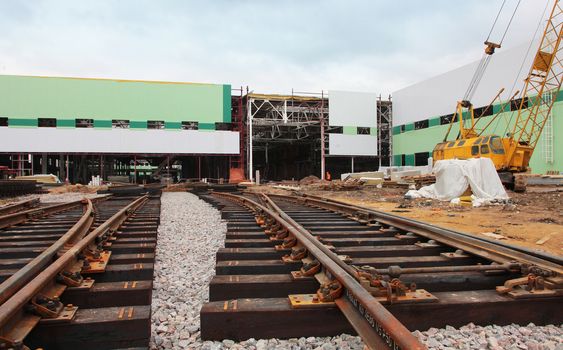 The construction of the railway depot in Moscow