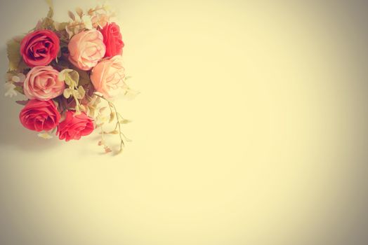 Fabric color roses flower for background with copy space (Filtered image processed vintage effect)
