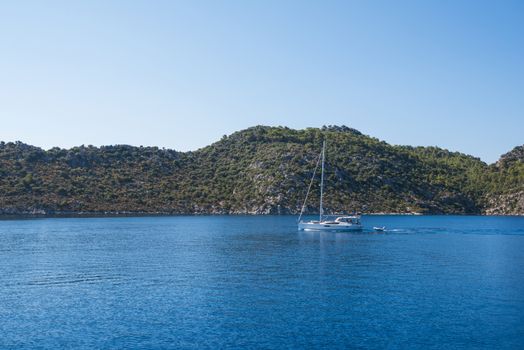 Sea, near ruins of the ancient city on the Kekova island, Turkey