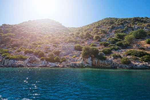 Ruins of the ancient city on the Kekova island, Turkey