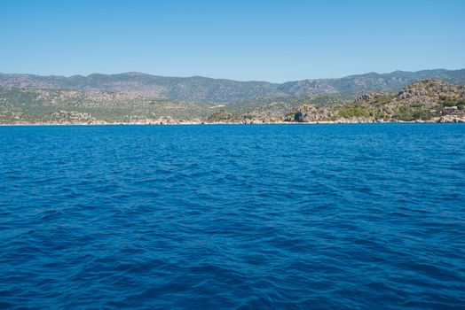 Sea, near ruins of the ancient city on the Kekova island, Turkey