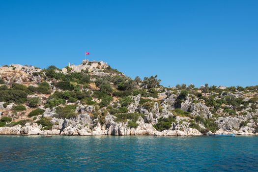 Ruins of the ancient city on the Kekova island, Turkey