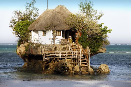 Small restaurant The Rock in Zanzibar, Tanzania