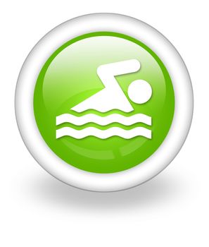 Icon, Button, Pictogram with Swimming symbol