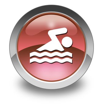 Icon, Button, Pictogram with Swimming symbol