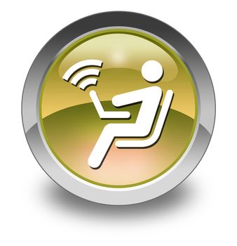 Icon, Button, Pictogram with Wireless Access symbol