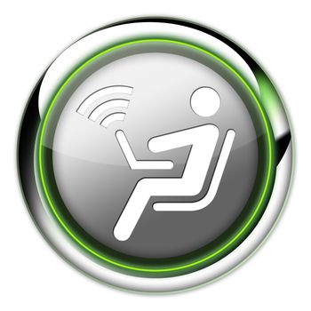 Icon, Button, Pictogram with Wireless Access symbol