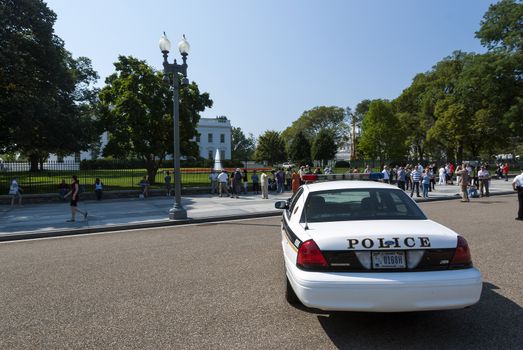 Washington D.C., USA, White House - September 22, 2010: The White House. The Secret Services guard watch the White House in Washington D.C.