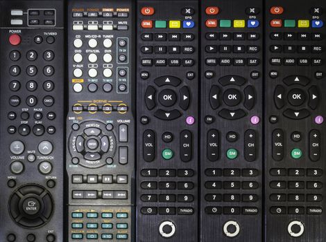 Closeup botton of remote control devices background