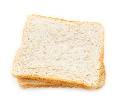 Fresh bread wheat slices on white background