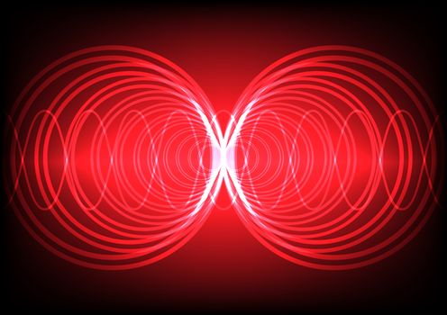 multi circle wave surround on red color background