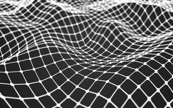 Abstract polygonal space low poly dark background with connecting dots and lines. Connection structure.