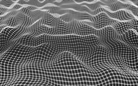 Abstract polygonal space low poly dark background with connecting dots and lines. Connection structure.