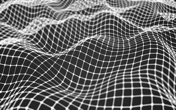 Abstract polygonal space low poly dark background with connecting dots and lines. Connection structure.