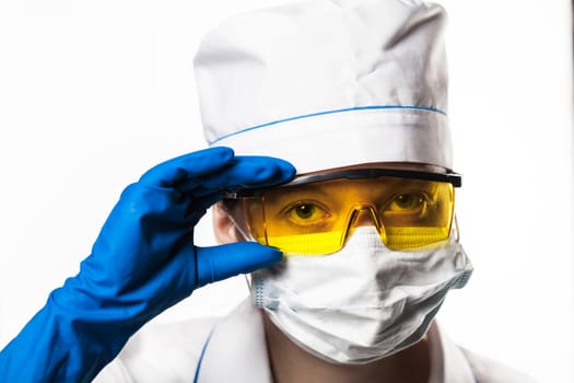 portrait of a woman in uniform on white background