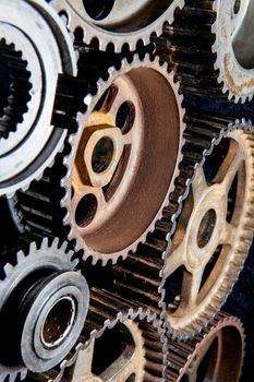 Cogwheels machinery , engineering and industry or concepts such as teamwork and search engine