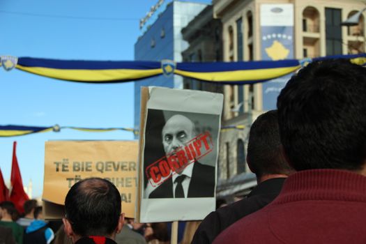 KOSOVO, Pristina: Thousands gather in Pristina on February 17,2016 for a major anti-government rally to mark their eighth anniversary of independence from Serbia.After a morning of official celebrations in the capital Pristina, including a military parade, demonstrators arrived for what opposition parties expected to be a record-breaking protest calling for the government's resignation and early elections.