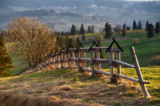 Spring countryside in Tatras mountains, south Poland