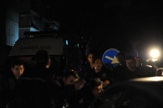 TURKEY, Ankara: Emergency responders arrive at the scene of the explosion in Ankara on February 17, 2016.28 people were killed and over 60 were wounded.