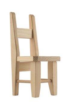 Miniature wooden chair isolated on white background