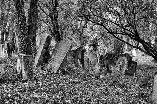 The Old Jewish cemetery at Kolin - one of the oldest landmarks of that kind in Bohemia. The beginning of the cemetery dates back to the 15th century. The oldest tombstones  are from 1492. There are over 2600 tombstones on the cemetery. For example: tombstone of Becalel, son of Jehuda Low.
Kolin, Czech republic, Europe.